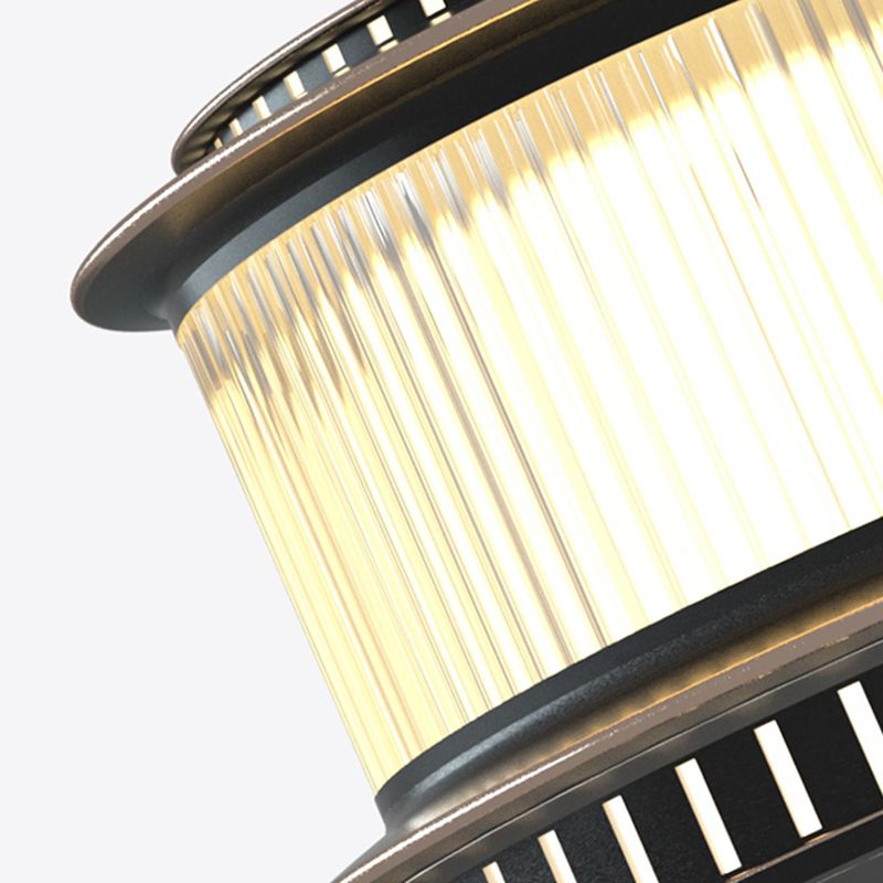 Drum Shape Solar Pillar Lamp Modern Waterproof Outdoor Lights