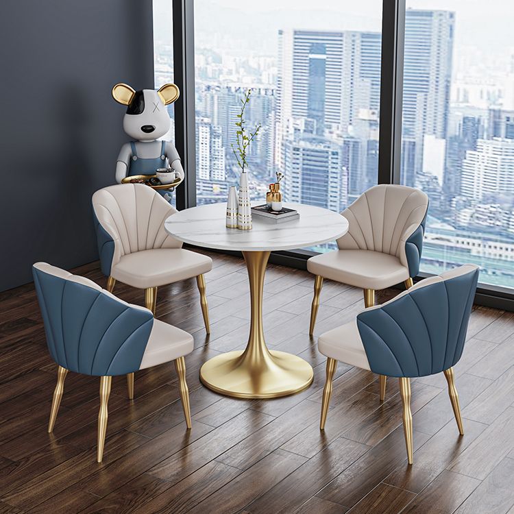 Scandinavian Kitchen Dining Room Set with Sintered Stone Top and Metal Base Dining Set