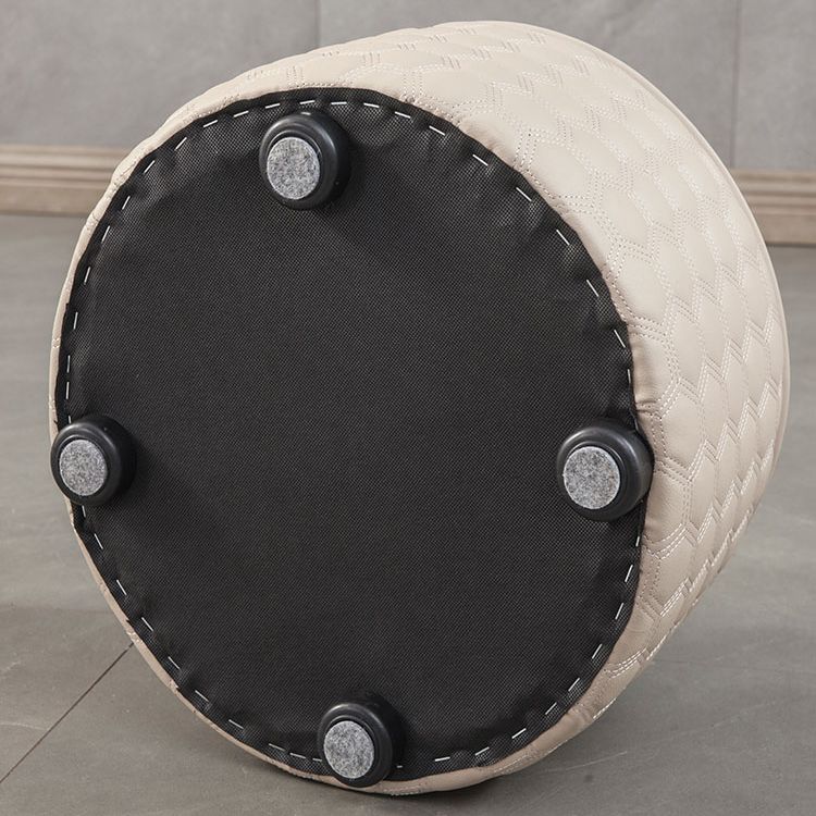 Water Resistant Pouf Ottoman Genuine Leather Round Solid Modern Ottoman