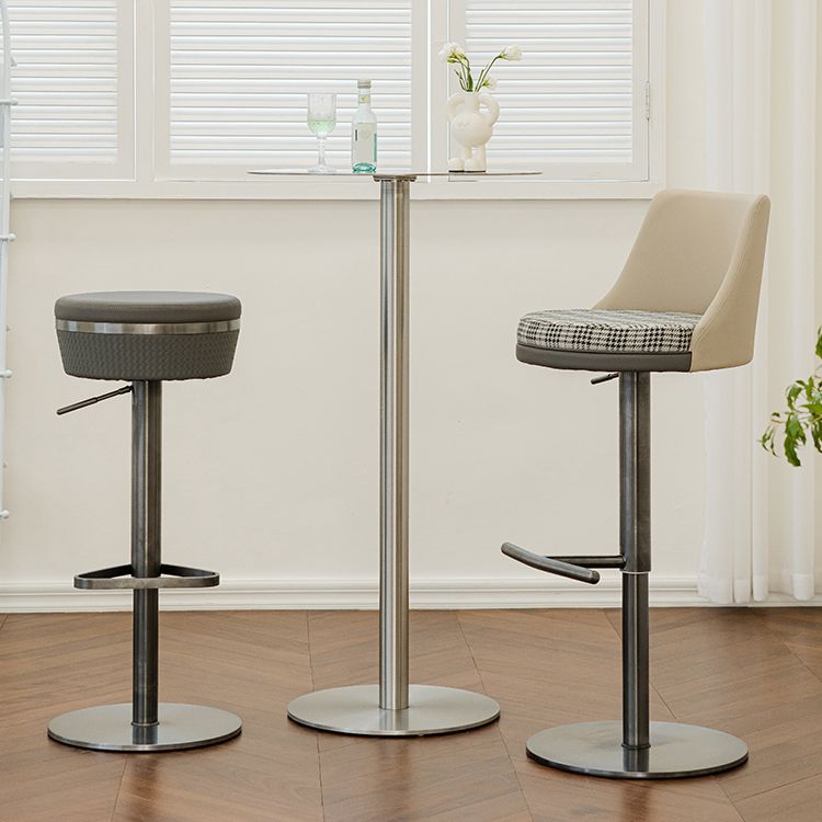 Glam Style Adjustable Swivel Upholstered Bar Stool with Metal Leg