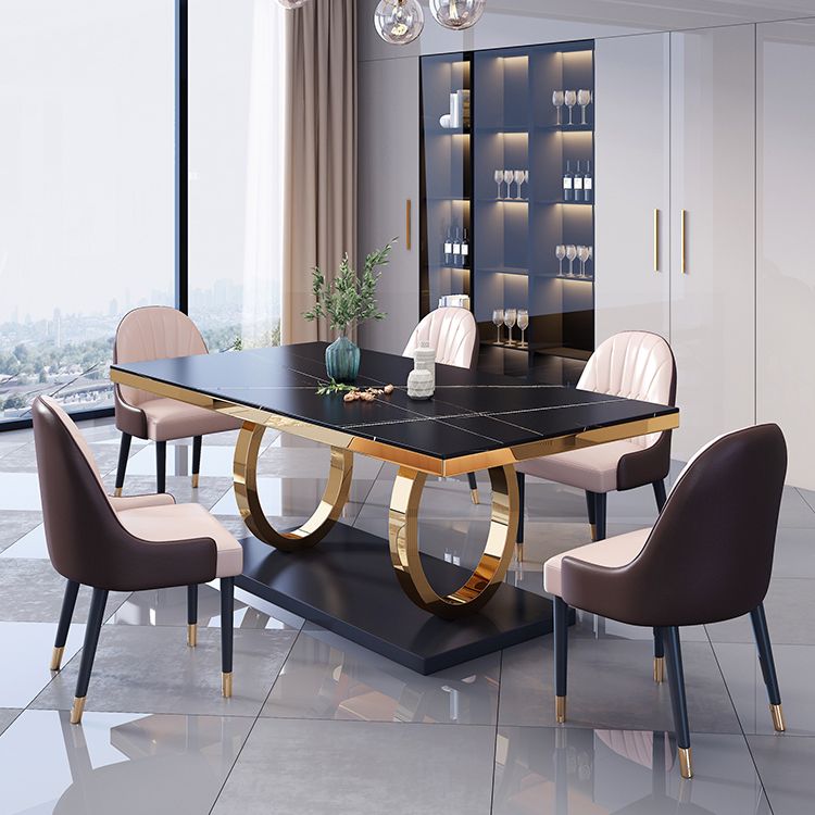 Traditional Luxury Rectangle Dining Table Stainless Steel Table for Dining Room