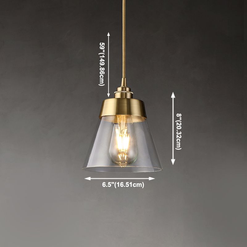 Glazen bronzen hangende lamp in moderne luxe stijl koper afgeknotte kegel hanger licht voor eetkamer