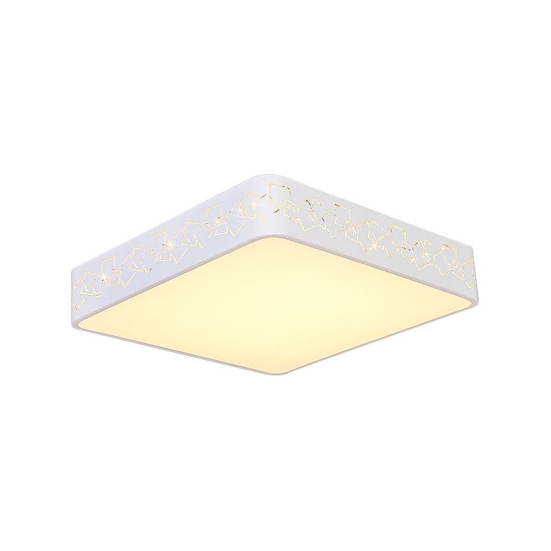 Éclairage encastré carré blanc de 10 "/ 19" de large, LED en métal moderniste, près du plafond, luminaire en lumière blanche/chaude
