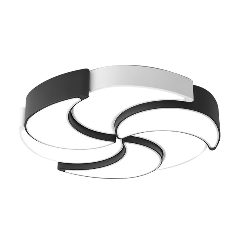 Circular Flush Mount Lighting with Windmill Design Contemporary Acrylic 19.5/"/23.5"/31" W LED Black and White Ceiling Light, Warm/White Light