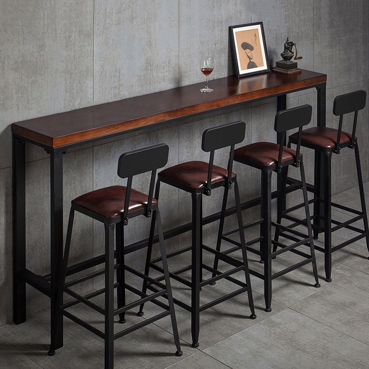 Industrial Bar Stool Wooden Counter Bar Stool with Metal Legs for Home