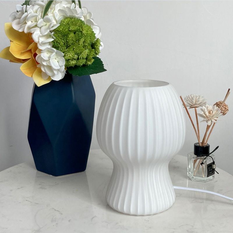 Mushroom Night Table Lamps Modern 1-Light Nightstand Lights with Glass Shade for Bedroom