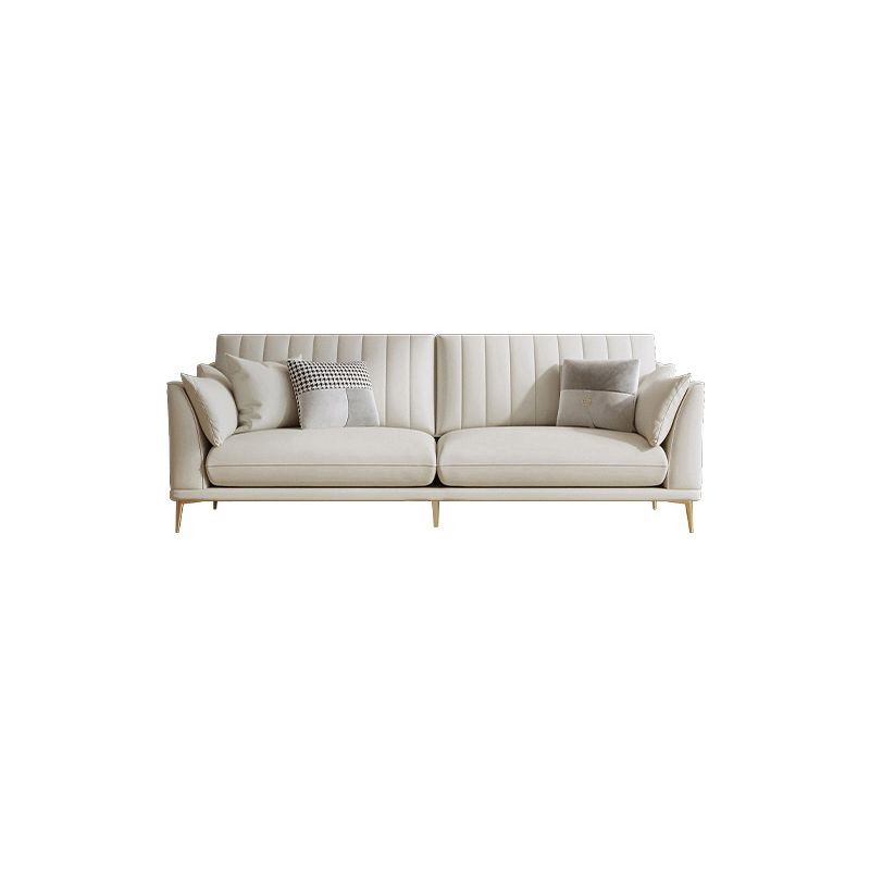 Contemporary Channel Back Faux Leather Sloped Arms Sofa/Sectionals,Ivory