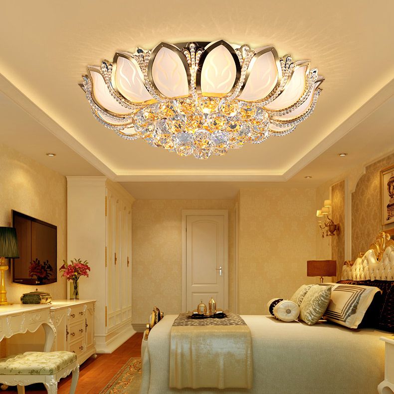 Fleur cristal encastré plafonnier style moderne or encastré luminaire