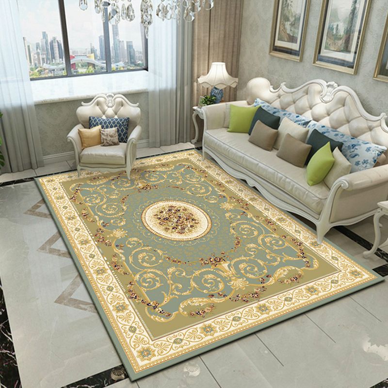 Yellow Modern Rug Blended Graphic Rug Non-Slip Backing Rug for Living Room