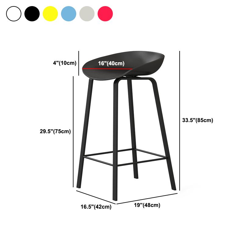 Modern Backrest Armless Counter Stool Iron Cafe Bar Stool with Pedal and Acrylic Seat