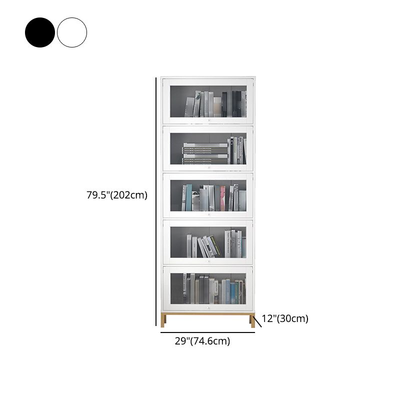 Glam Bookshelf Standard Wooden Shelf Bookcase with Cabinets for Office