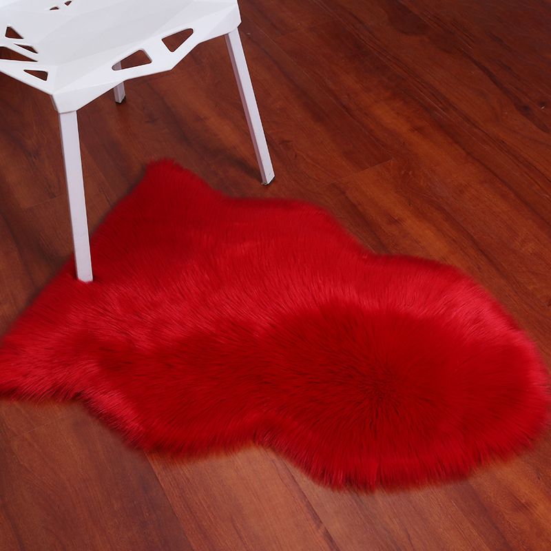 Irregular Plain Area Rug Multi Color Casual Carpet Faux Wool Washable Anti-Slip Stain Resistant Rug for Living Room