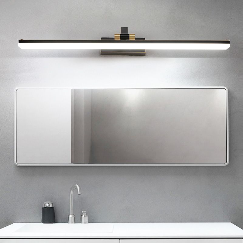 Brass Straight Mirror Light Modern Style Single Light Wall Lamp for Bathroom