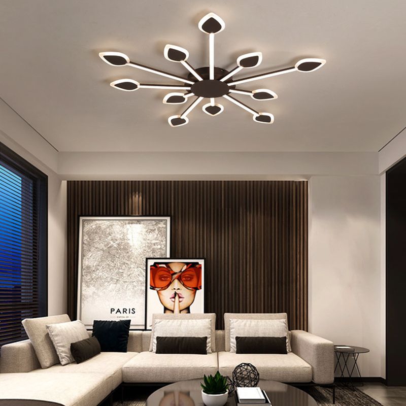 Sputnik Flush Light Contemporary Acrylic 5/11 Heads 29.5"/45" Wide Brown Close to Ceiling Lighting in Warm/White Light