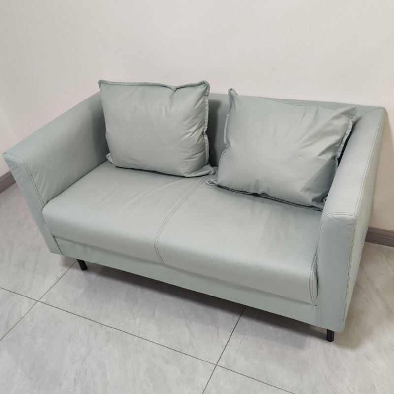 Faux Leather Loose Back Sofa Square Arm Single Cushion Loveseat