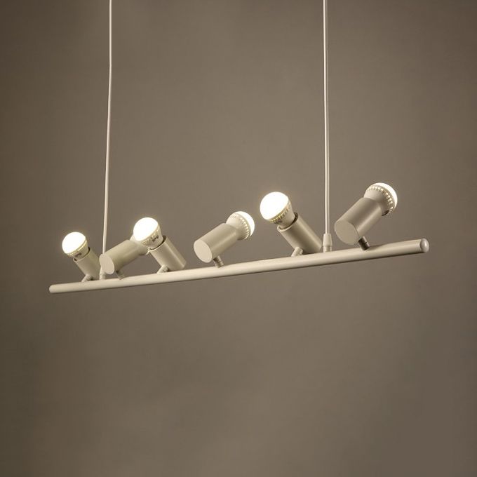 Lampada di isola in metallo in lampadina nuda retrò 6/10 teste di luce sospesa nera per sala da pranzo in bianco/nero