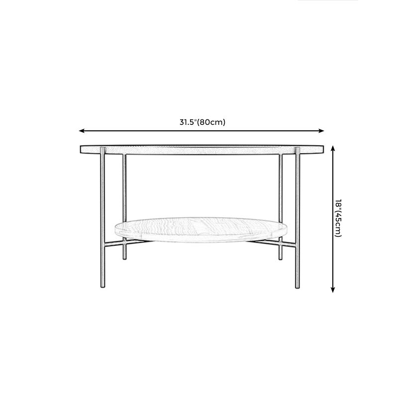 Round with Wood Accents Coffee Table Nordic Clear Glass Top Cocktail Table