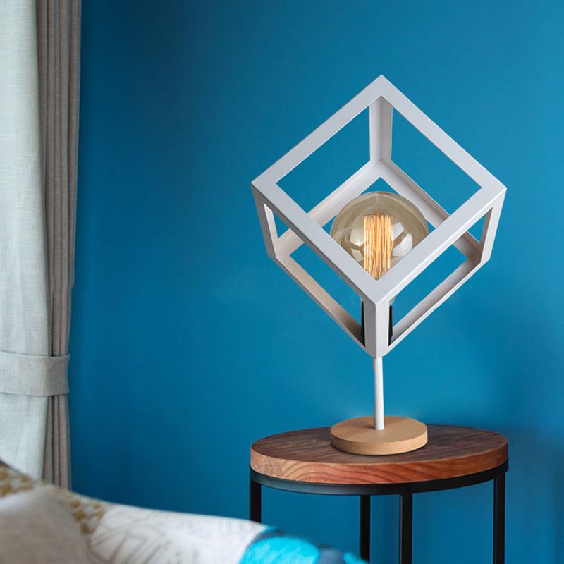 1 Leichttischlampe Industriestil Rahmen quadratisch metallischem Tisch Licht in Schwarz/Weiß für Wohnzimmer