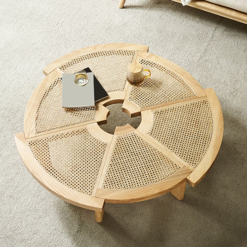 6 Legs Single Coffee Table Wooden Modernism Brown/Beige/Black Cocktail Table