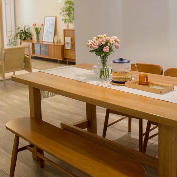 Rectangle Solid Wood Dining Table Modern Trestle Base Dining Table