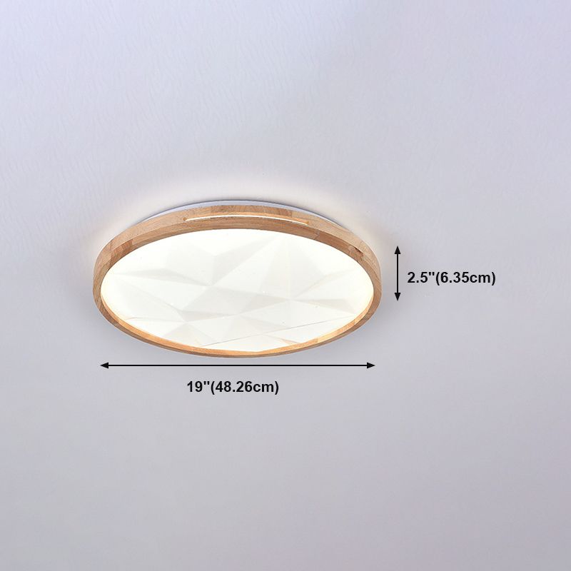 1 Light Circle Ceiling Light Modern Style Wood Ceiling Lighting for Living Room