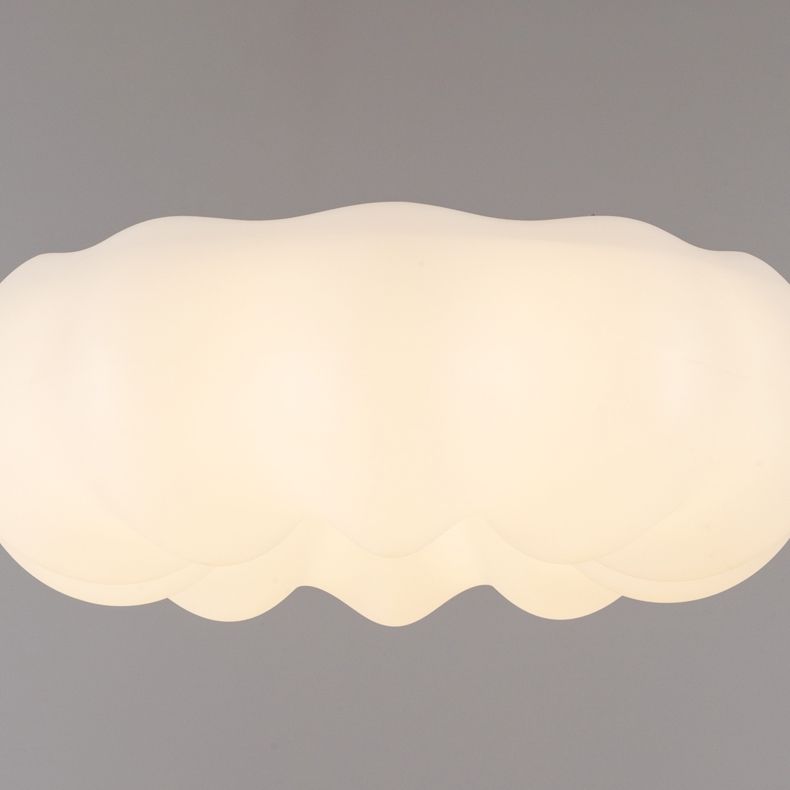 White Modern Metal Flush Mount Pumpkin Shape Ceiling Light with Plastic Shade for Bedroom