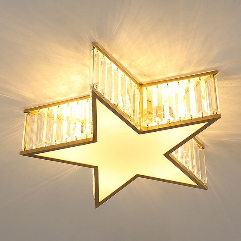 Pentagram Flush Mount Light Fixtures 1 Light Crystal Contemporary Ceiling Lights Flush Mount