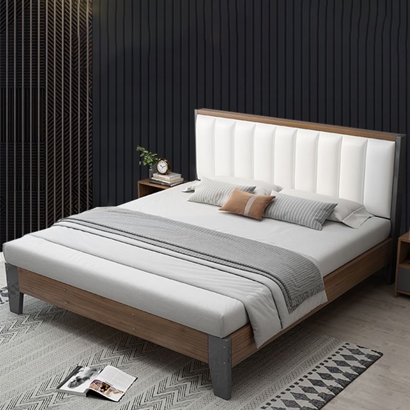 Modern Panel Wood Standard Bed with Rectangular Headboard for Bedroom