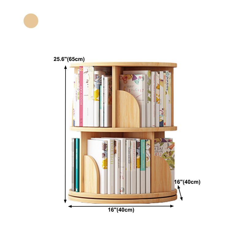 Round Rotatable Bookcase Wooden Closed Storage Bookshelf for Home Office, 16" / 18" W