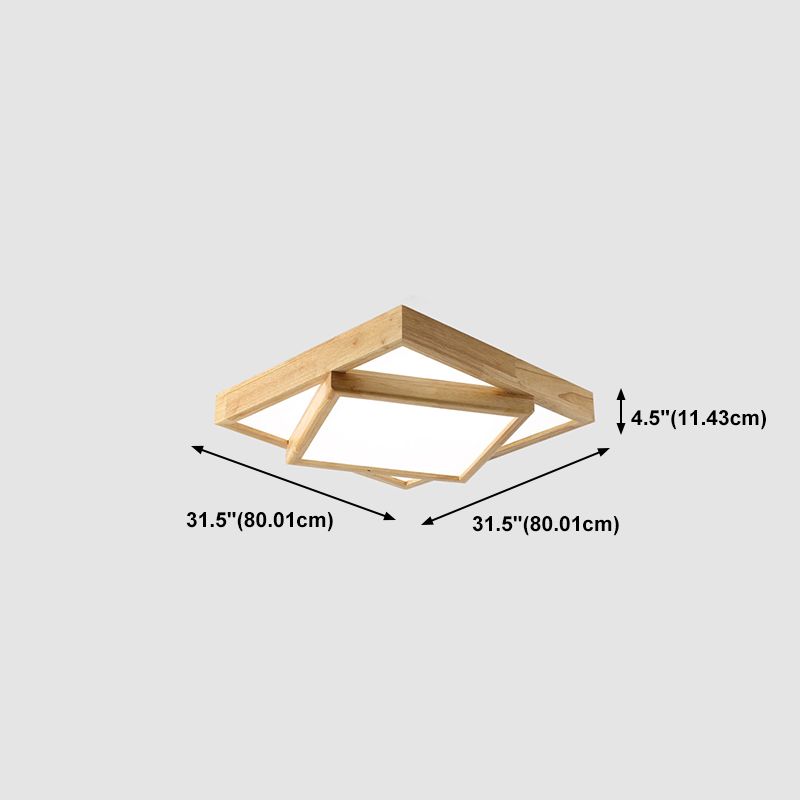 Modern Multi-head Ceiling Mount Light Fixtures Wooden Flush Mounted Ceiling Light
