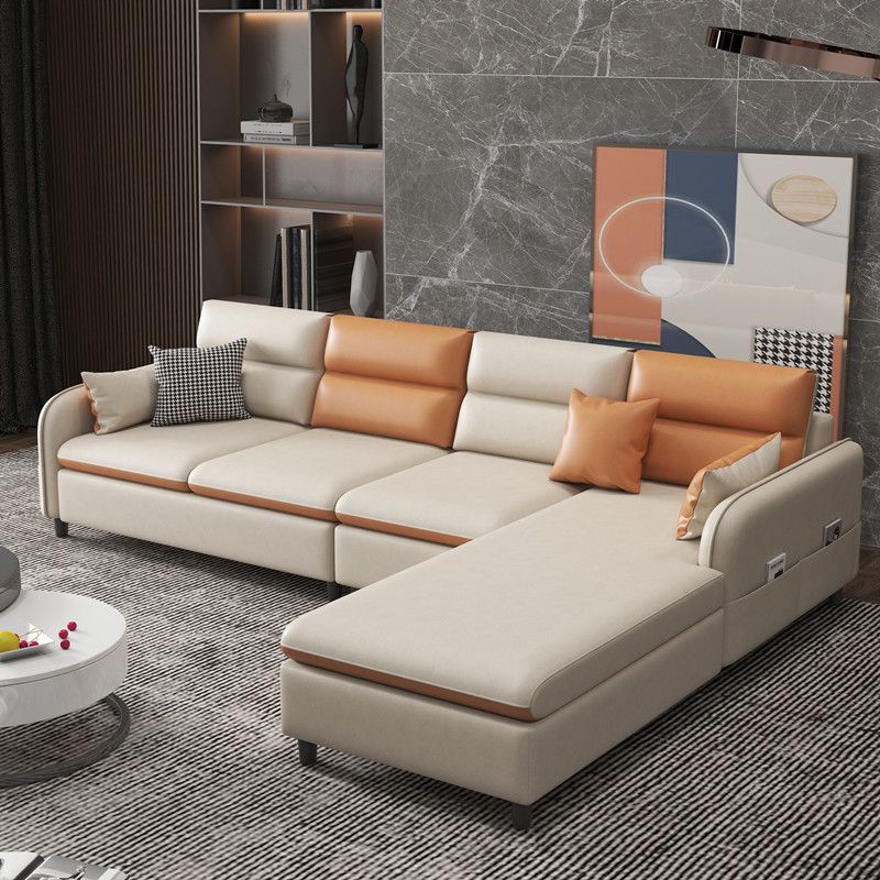 Right Hand Facing L-Shape Sectional with Square Arm and Storage