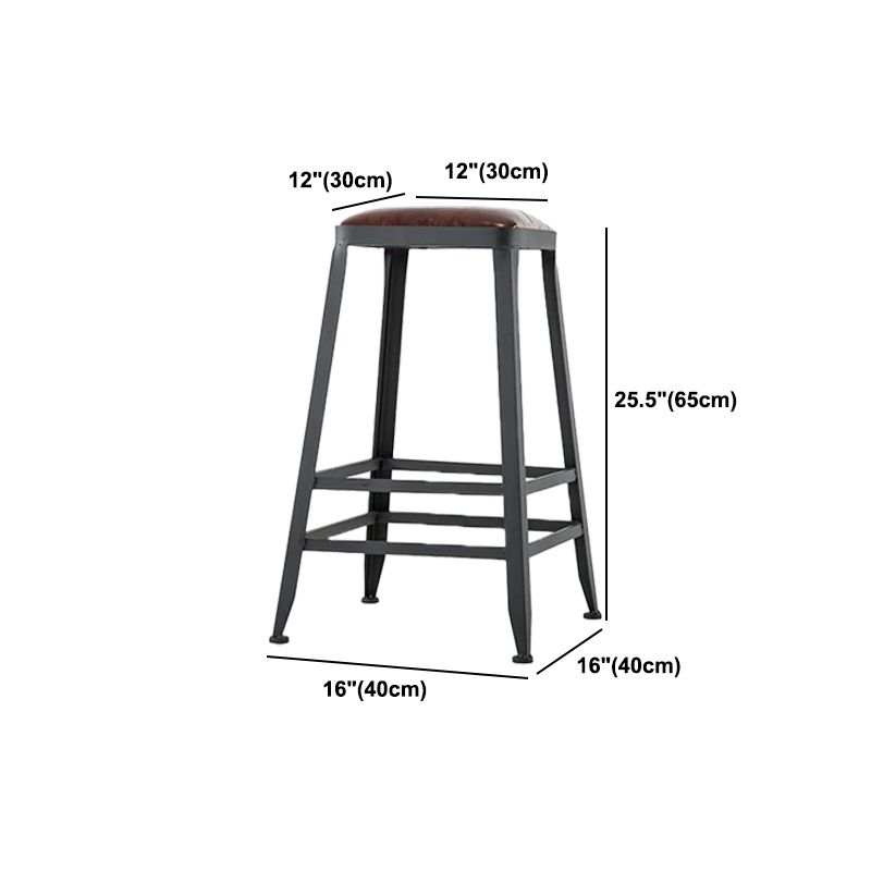 Industrial Armless Counter Stool Iron Milk Tea Shop Bar Stool with Cushion and Pedal