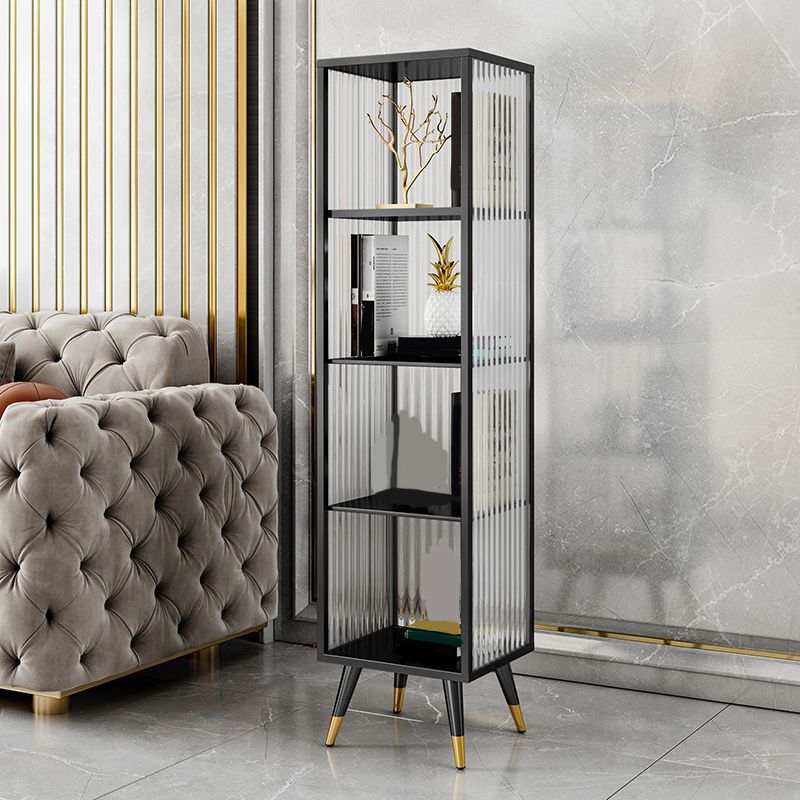 Modern Vertical Bookcase Metal Closed Storage Bookshelf for Bedroom