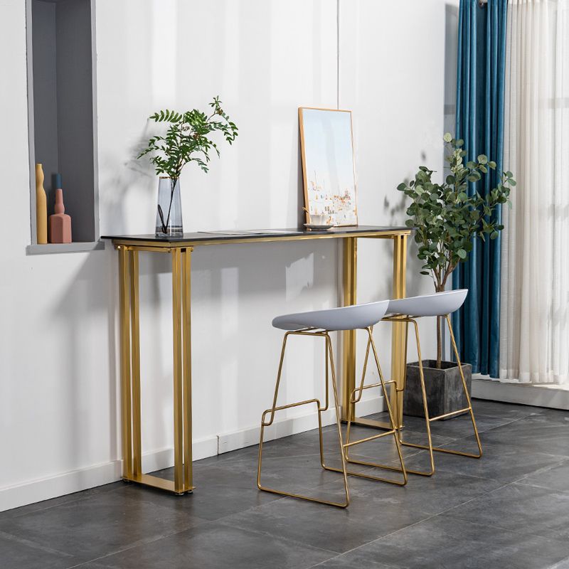 Glam Marble Counter Table with Rectangle Table Top Sled Table - 41.3" H