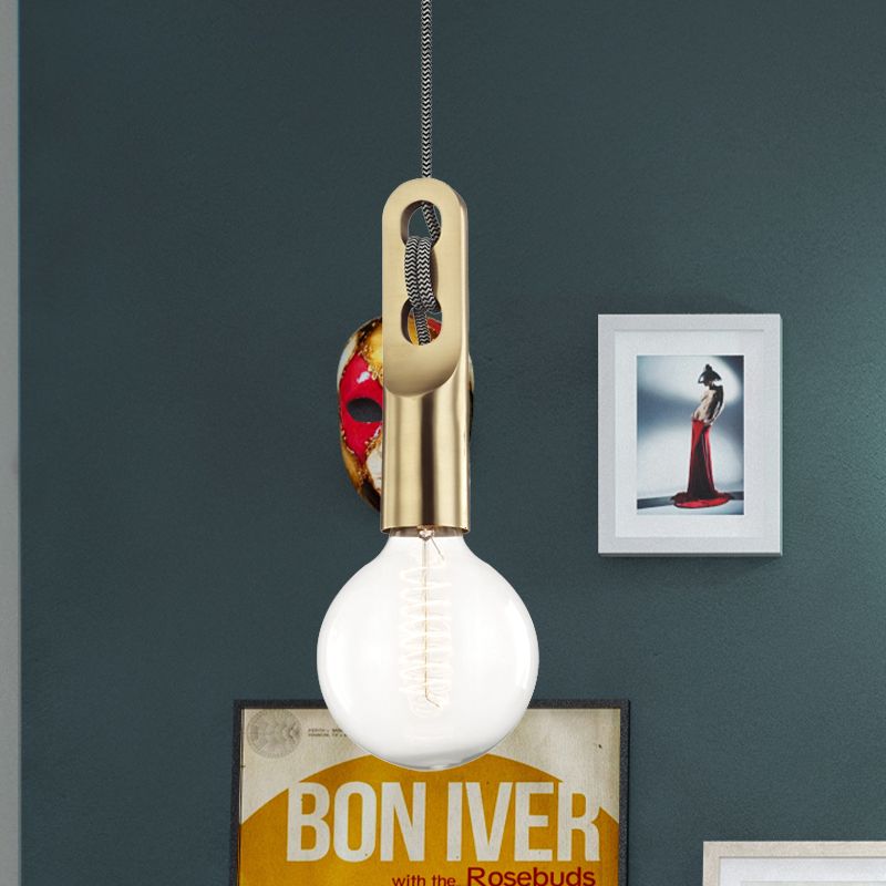 Gold Bulb Shape Suspension Light Vintage 1 Light Clear Glass Pendant Lamp with Hanging Rope