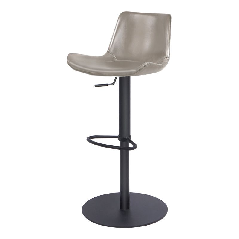 Contemporary Adjustable Height Swivel Leather Bar Stool with Footrest