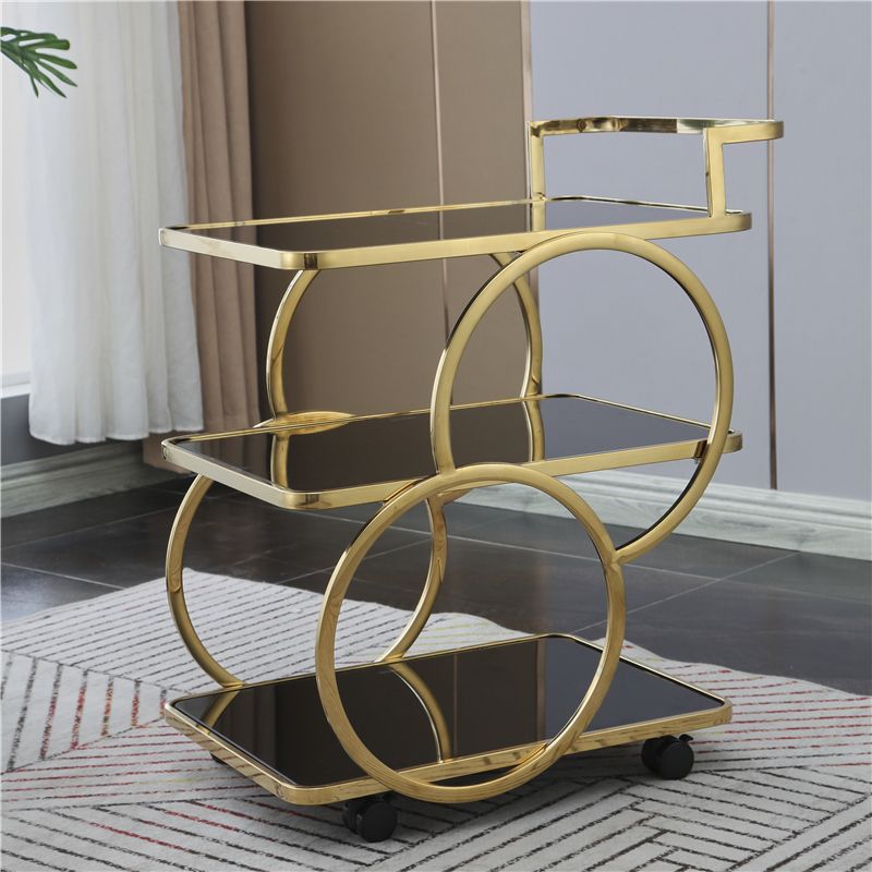 Contemporary 31.5"H Rolling Prep Table Rectangular Metal Prep Table for Dining Room