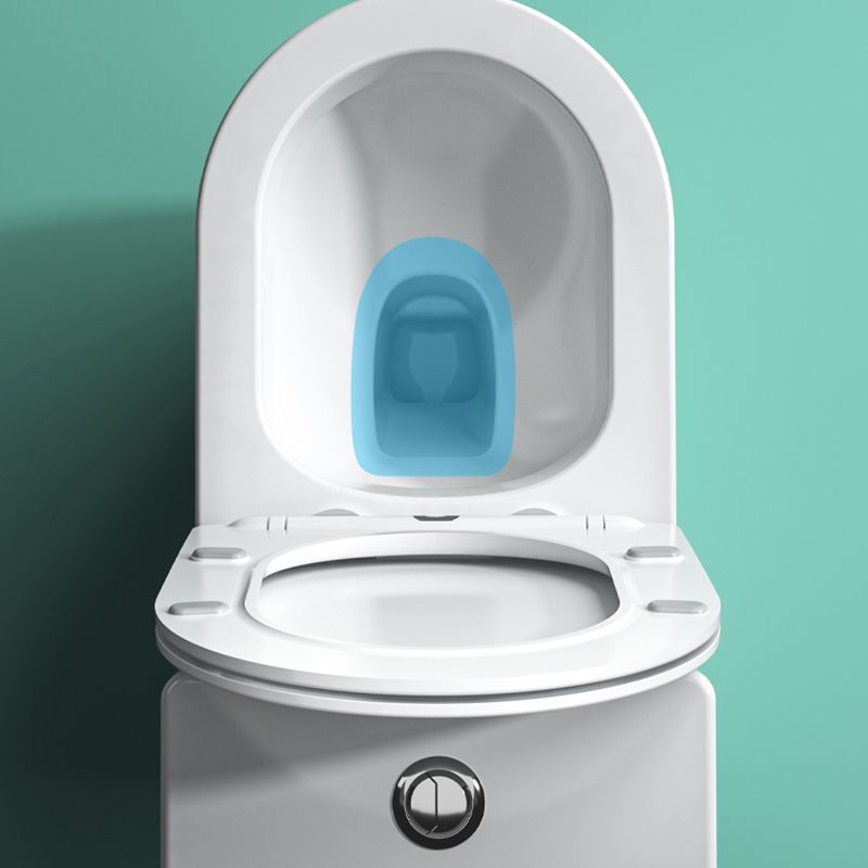 Contemporary Ceramic Toilet Bowl White Floor Mount Urine Toilet with Seat for Washroom
