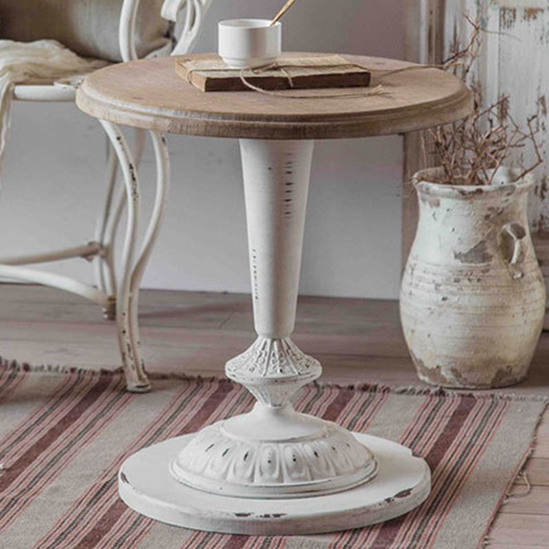 Round Pedestal Side Table French Rustic Side End Snack Table