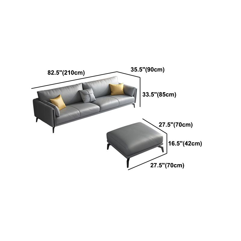 Gray Faux Leather Straight Arm Sofa/Sectionals with water proof for Living Room