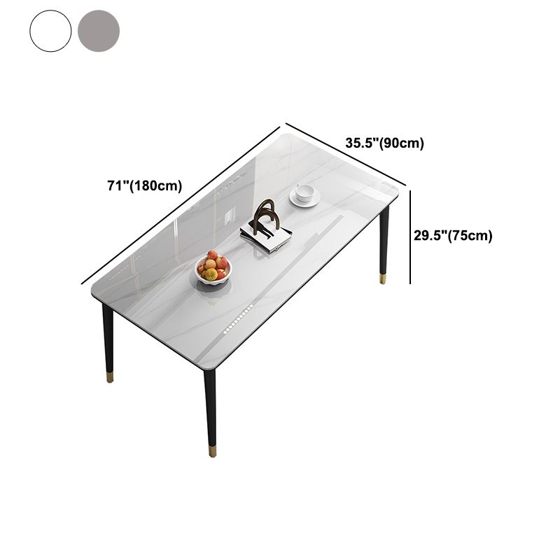 Glam Iron Dining Table Set 1/2/5/7 Pieces Rectangle Dinette Set with Sintered Stone Top