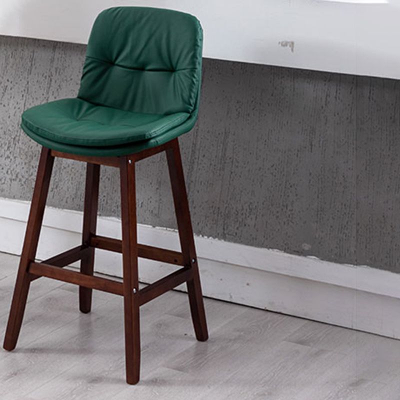 Contemporary Solid Wood Legs Faux Leather Indoor Counter Stools with Cushion