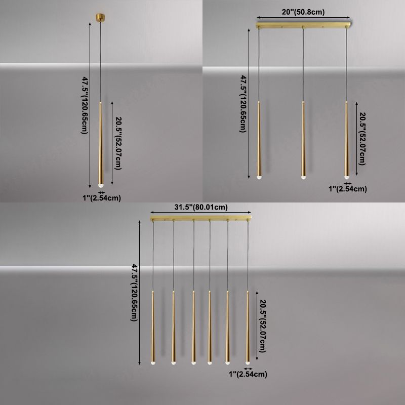 Modern Style Line Shade Hanging Light Metal Multi Light Pendant Lamp for Bedroom