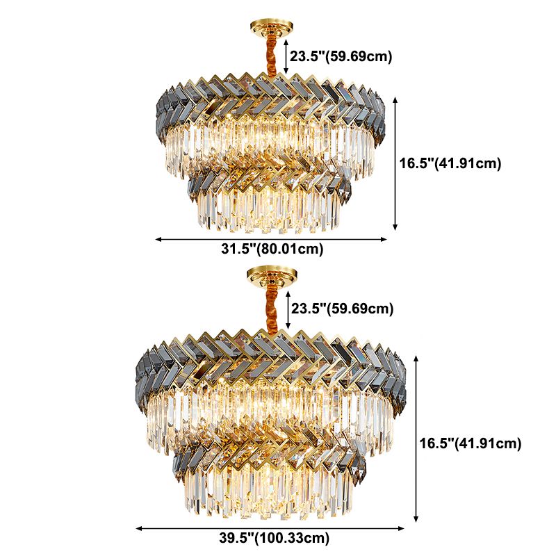 Eigentijdse ronde hanglamp lichte armatuur kristal woonkamer kroonluchter in goud