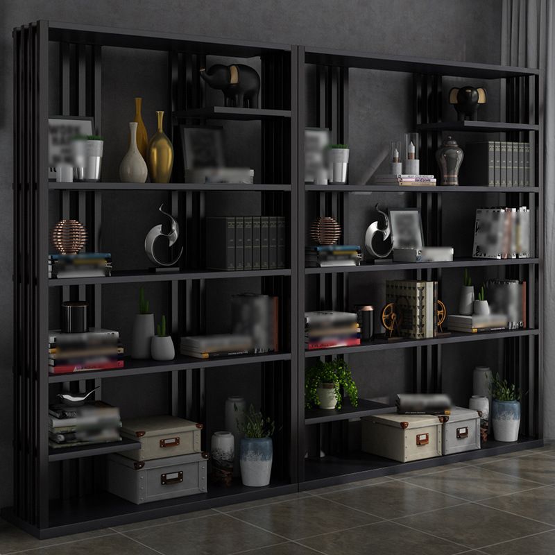 Industrial Style Bookshelf Open Shelf Vertical Metal Shelf with Rectangular Shelves