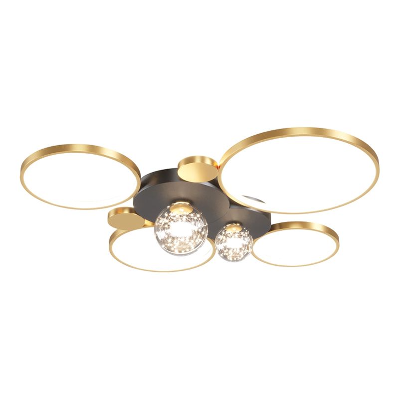 Minimalismo, círculos geométricos nórdicos, luz LED de techo, bola de cristal transparente, cadena de luces LED, accesorio de iluminación para sala de estar