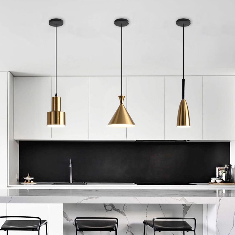 Post-modern Style Hanging Lamp Kit Simple Metal Bedroom Down Lighting Pendant in Gold