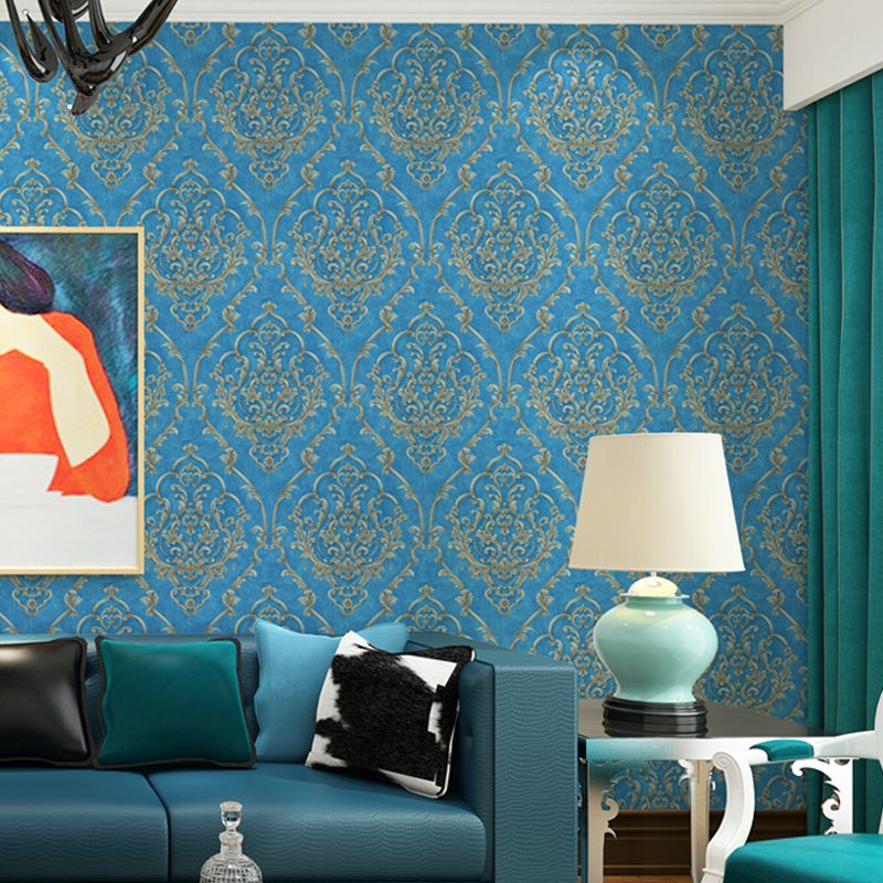 Soft Color Medallion Wallpaper Damask Nostalgic Stain-Resistant Wall Art for Living Room