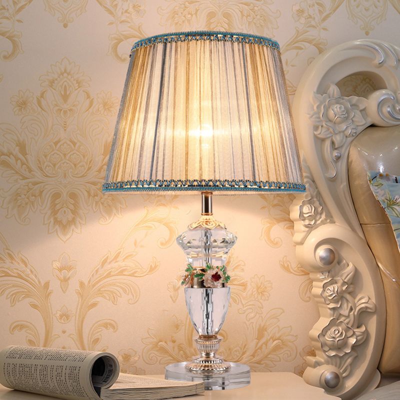 Modernisme Urnvormige taakverlichting Handgeslepen kristal 1-lamps leeslamp in blauw/beige