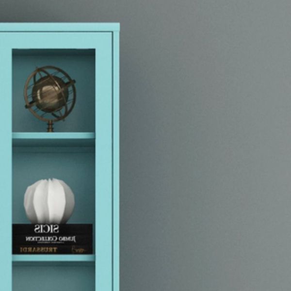 Scandinavian Standard Bookcase Metal Closed Back Bookshelf with Door